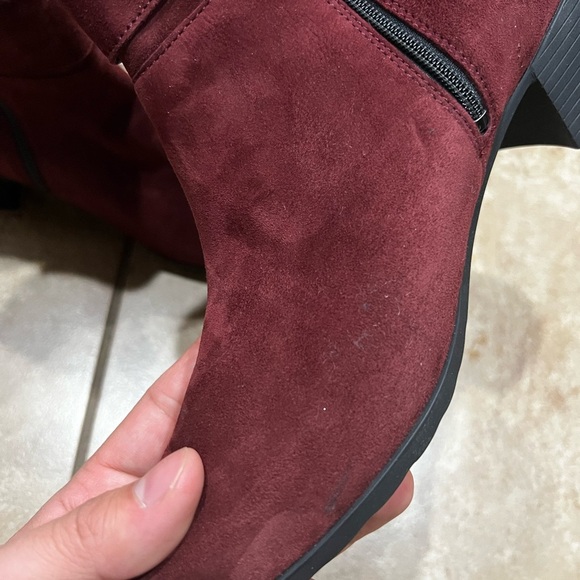 Mephisto Burgundy Suede Ankle Boots with Buckle - Picture 7 of 8